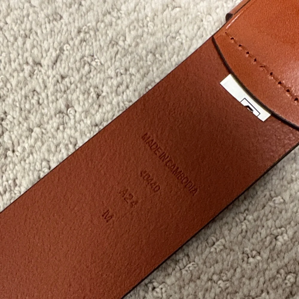 Ralph Lauren Brown Leather Belt with Woven Round Buckle